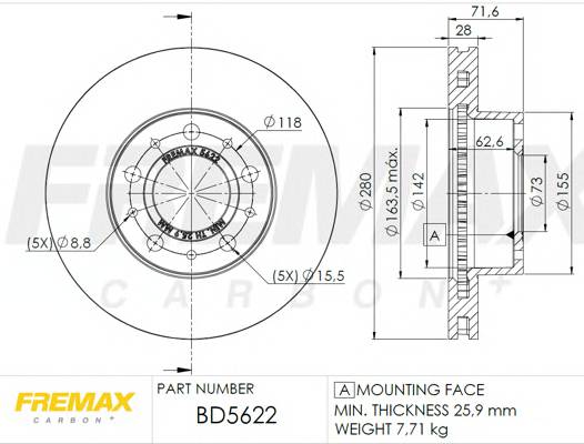 FREMAX BD-5622 Тормозной диск