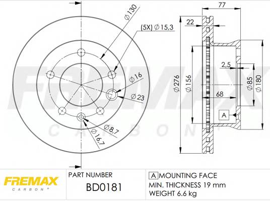 FREMAX BD-0181 Тормозной диск