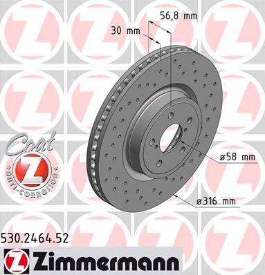 ZIMMERMANN 530246452 TARCZA HAMULC. SUBARU