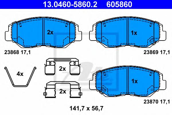 ATE 13.0460-5860.2 Комплект гальмівних колодок,