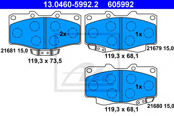 ATE 13.0460-5992.2 Комплект тормозных колодок,