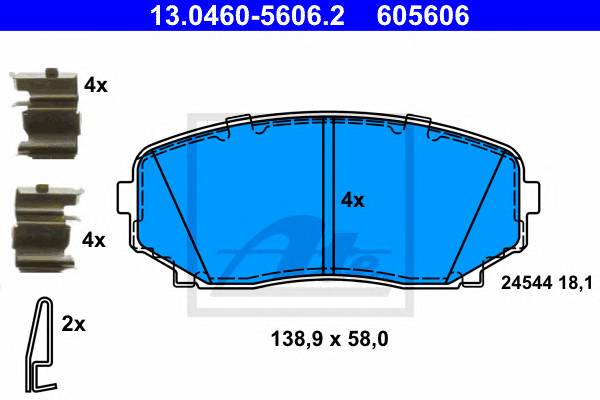 ATE 13.0460-5606.2 Комплект тормозных колодок,