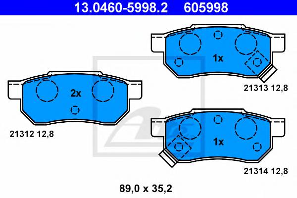 ATE 13.0460-5998.2 Комплект тормозных колодок,