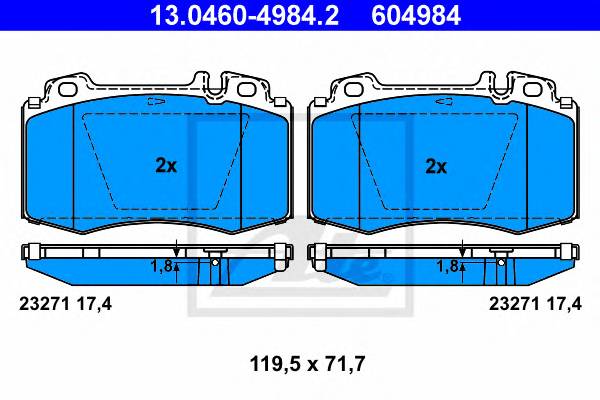 ATE 13.0460-4984.2 Комплект тормозных колодок,