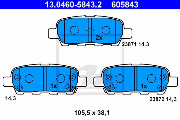 ATE 13.0460-5843.2 Комплект тормозных колодок,