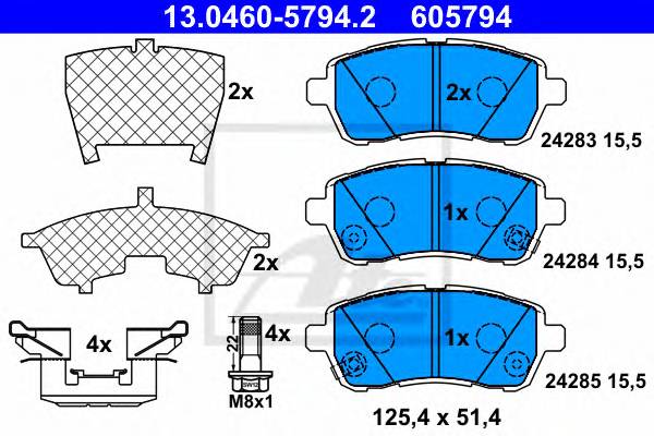 ATE 13.0460-5794.2 Комплект тормозных колодок,