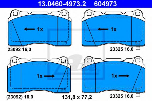 ATE 13.0460-4973.2 Комплект гальмівних колодок,