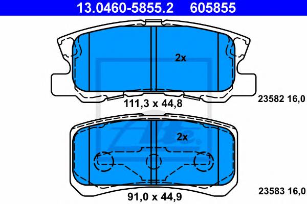 ATE 13.0460-5855.2 Комплект гальмівних колодок,