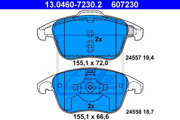 ATE 13.0460-7230.2 Комплект тормозных колодок,