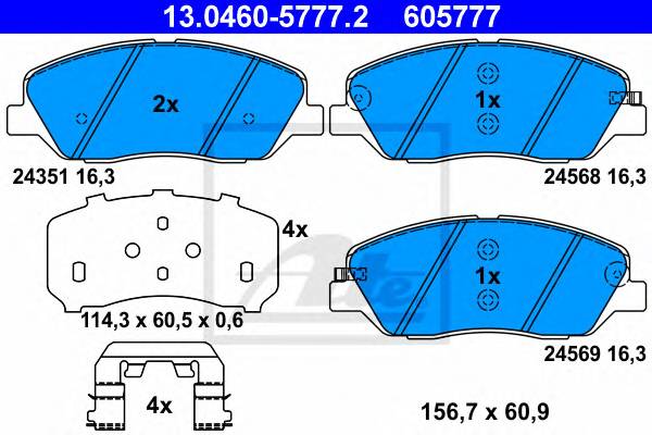 ATE 13.0460-5777.2 Комплект тормозных колодок,