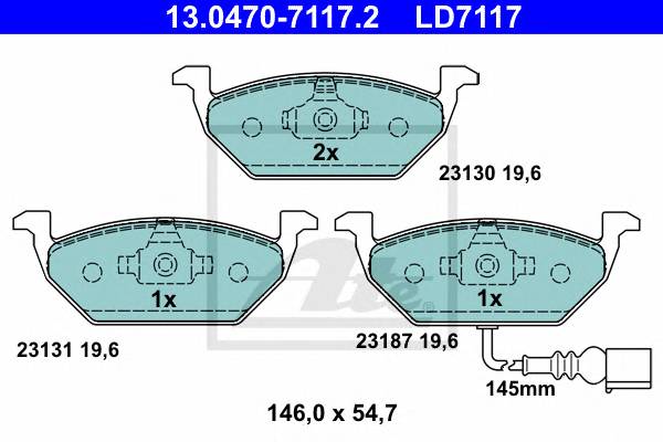 ATE 13.0470-7117.2 Комплект тормозных колодок,