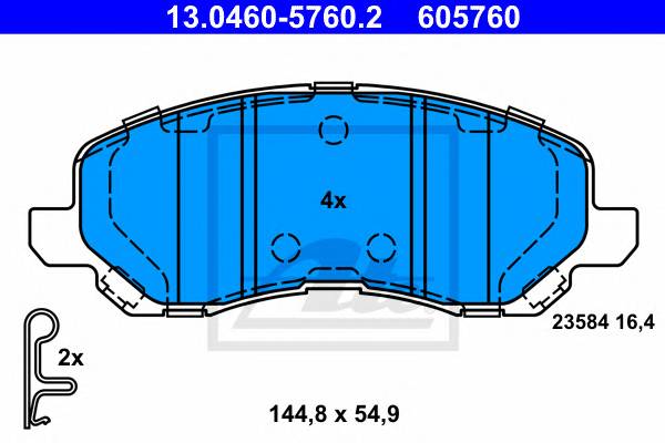 ATE 13.0460-5760.2 Комплект тормозных колодок,