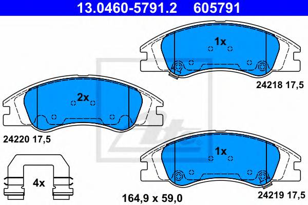 ATE 13.0460-5791.2 Комплект гальмівних колодок,