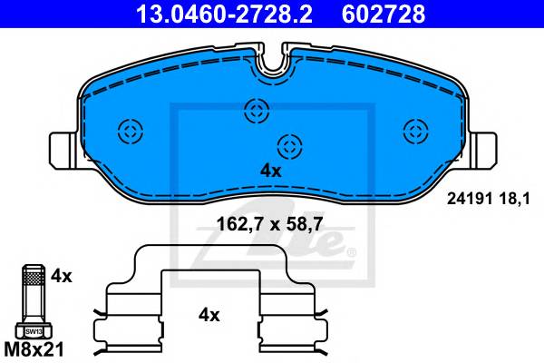 ATE 13.0460-2728.2 Комплект тормозных колодок,