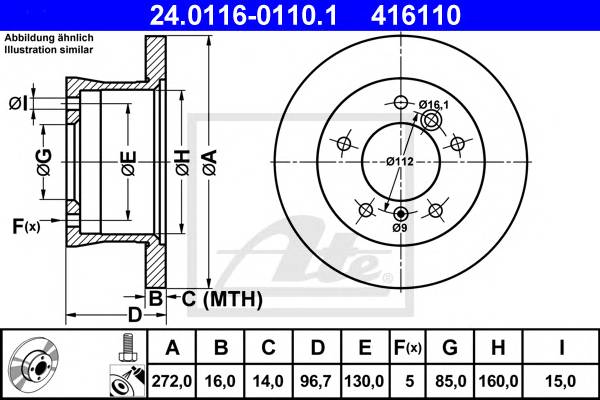 ATE 24.0116-0110.1 Гальмівний диск