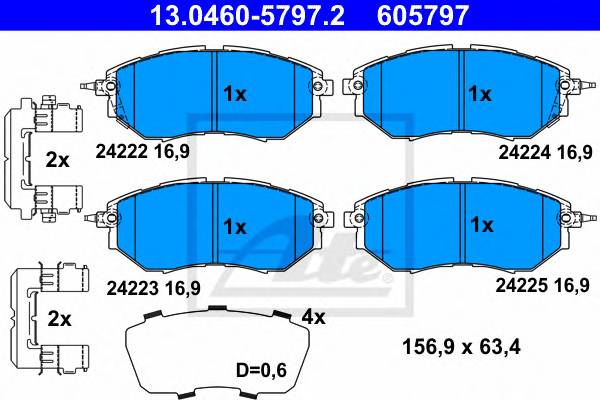 ATE 13.0460-5797.2 Комплект гальмівних колодок,