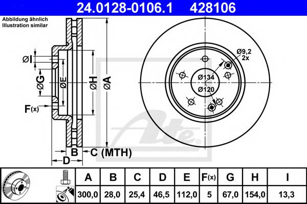 ATE 24.0128-0106.1 Тормозной диск