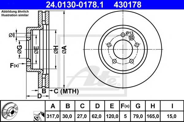 ATE 24.0130-0178.1 Тормозной диск