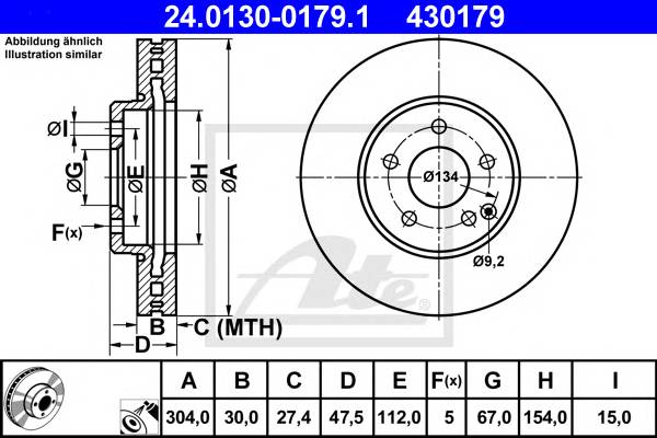 ATE 24.0130-0179.1 Тормозной диск