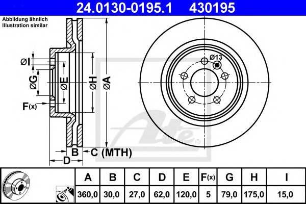 ATE 24.0130-0195.1 Тормозной диск