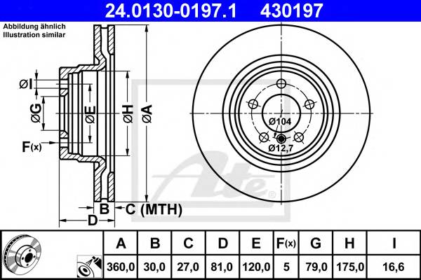 ATE 24.0130-0197.1 Тормозной диск