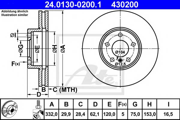 ATE 24.0130-0200.1 Гальмівний диск