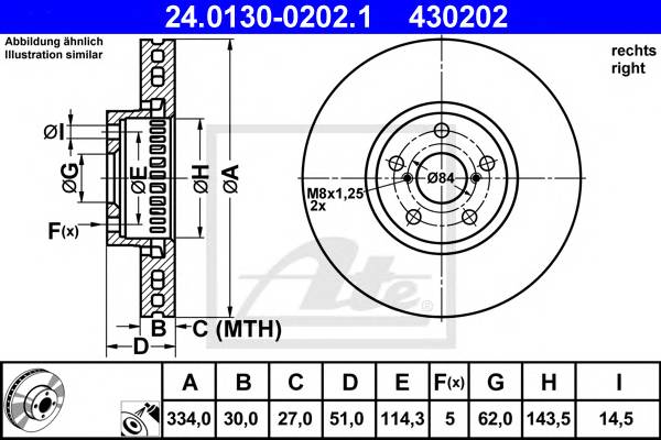 ATE 24.0130-0202.1 Гальмівний диск