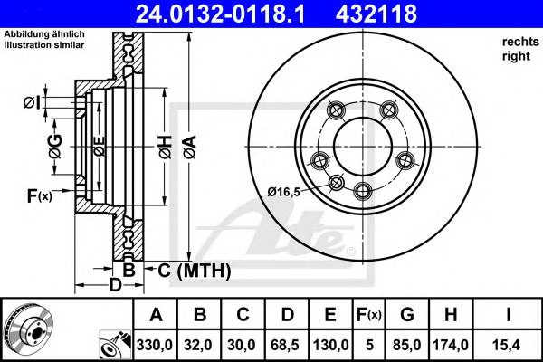 ATE 24.0132-0118.1 Гальмівний диск