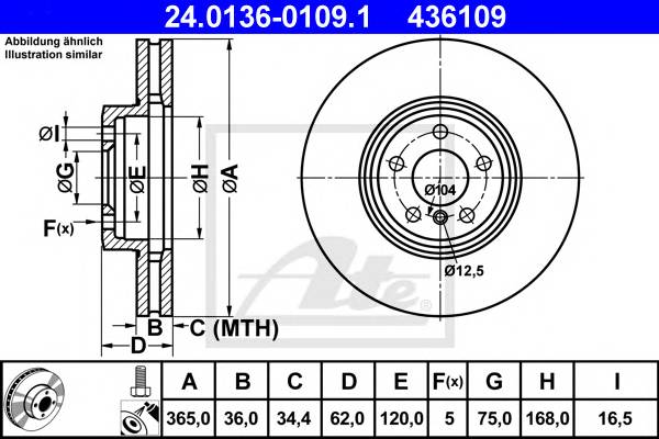 ATE 24.0136-0109.1 Тормозной диск