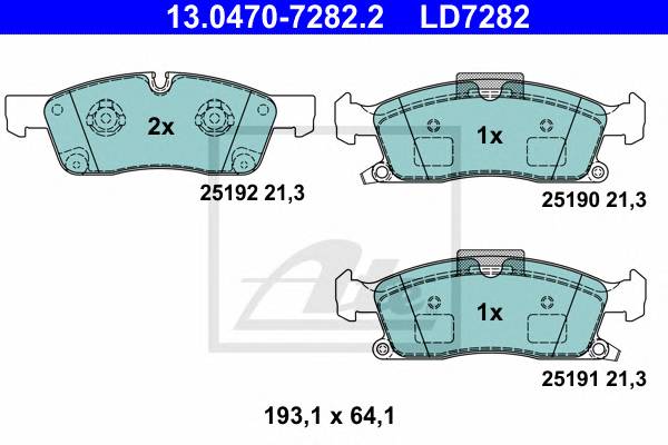 ATE 13.0470-7282.2 Комплект гальмівних колодок,