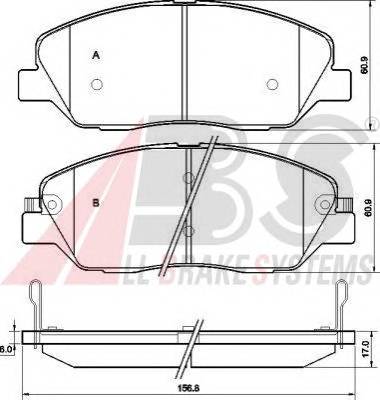 A.B.S. 37522 Комплект гальмівних колодок,