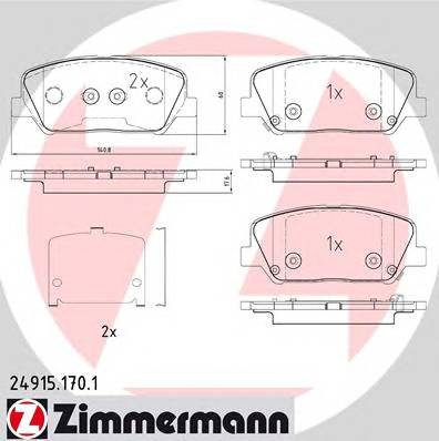 ZIMMERMANN 249151701 KLOCKI HAMULC. KIA