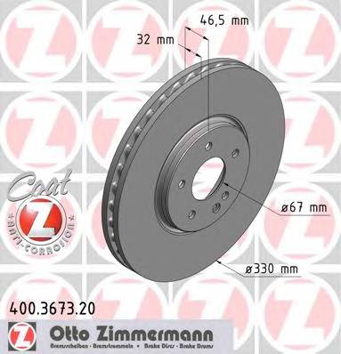 ZIMMERMANN 400.3673.20 Гальмівний диск