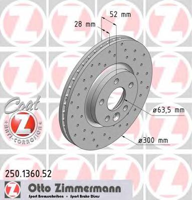 ZIMMERMANN 250.1360.52 Гальмівний диск