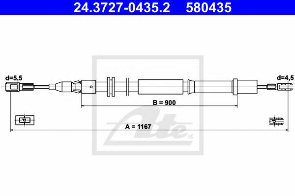 ATE 24.3727-0435.2 Трос, стоянкова гальмівна