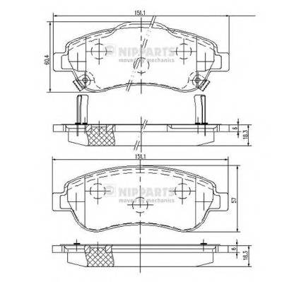 NIPPARTS N3604066 Комплект гальмівних колодок,