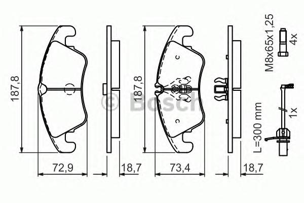 BOSCH 0 986 494 456 Комплект гальмівних колодок,