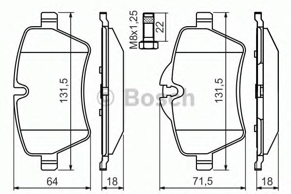 BOSCH 0 986 494 489 Комплект тормозных колодок,