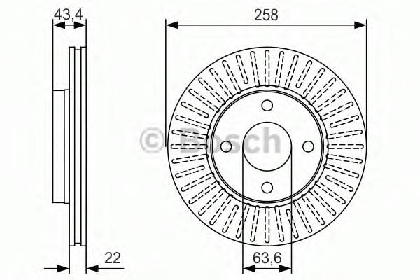 BOSCH 0986479R64 Гальмівний диск передній