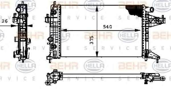 HELLA 8MK 376 714-351 Радиатор, охлаждение двигателя