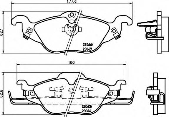 HELLA 8DB 355 008-571 Комплект гальмівних колодок,