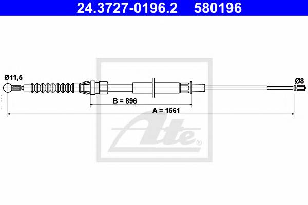 ATE 24.3727-0196.2 Трос, стояночная тормозная