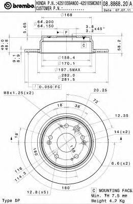 BREMBO 08.8868.20 Тормозной диск