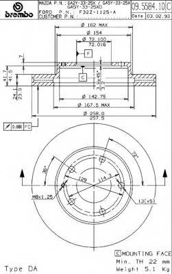 BREMBO 09.5584.11 Тормозной диск