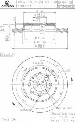 BREMBO 09.9591.10 Тормозной диск