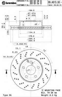 BREMBO 09.A613.51 Тормозной диск