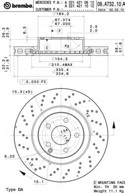 BREMBO 09.A732.11 Гальмівний диск