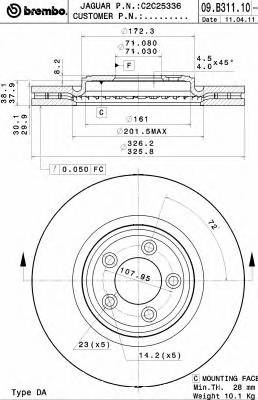 BREMBO 09.B311.11 Тормозной диск