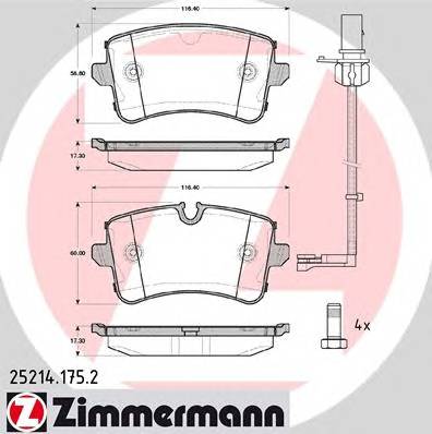 ZIMMERMANN 25214.175.2 Комплект гальмівних колодок,