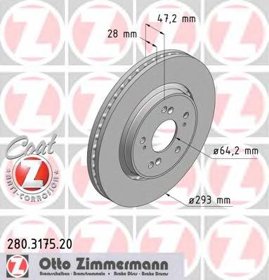 ZIMMERMANN 280.3175.20 Гальмівний диск